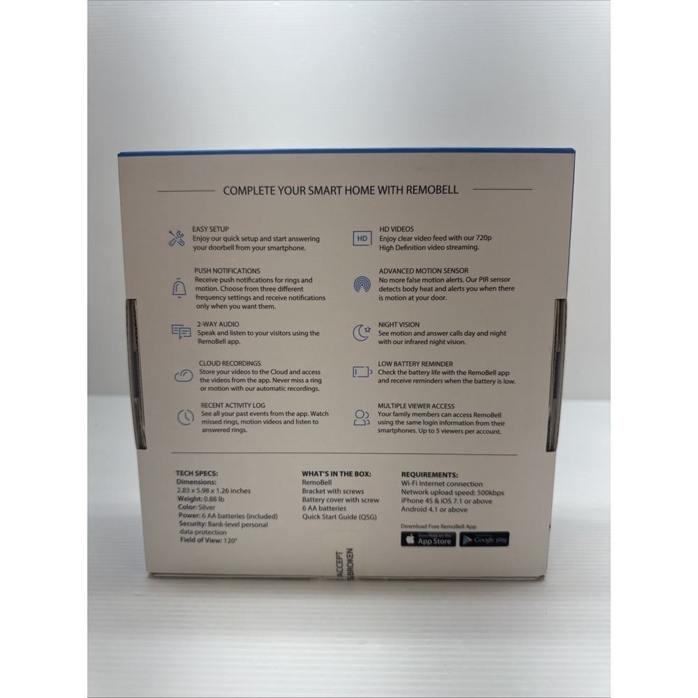 RemoBell Wireless Video Doorbell Wi-Fi Model RMB1M Smart Home Security New - Picture 3 of 6